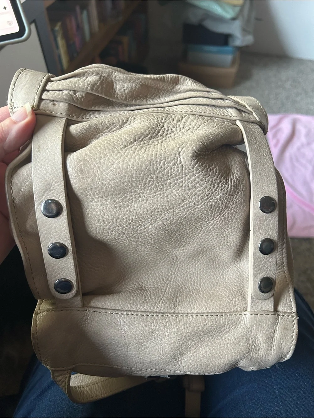 Kooba Calabasa Cream Leather Convertible Backpack Hobo Bag